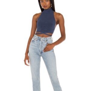 Camila Coelho Navy Halter CropTop